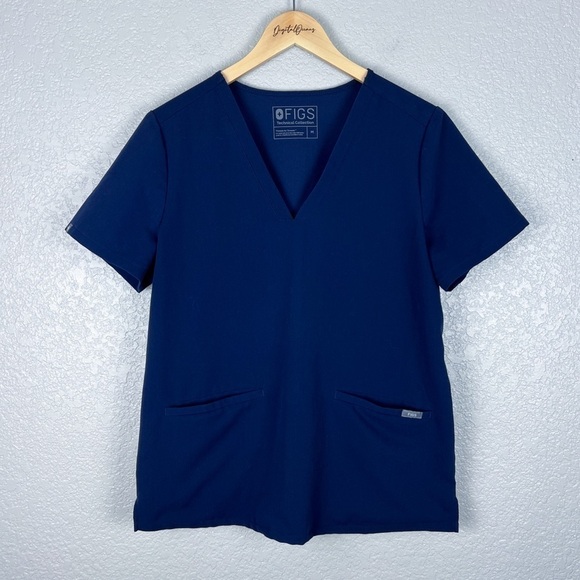 FIGS Casma Three-Pocket Scrub Top, Navy Blue M - Medical, Hospital, Scrubs - Picture 6 of 8